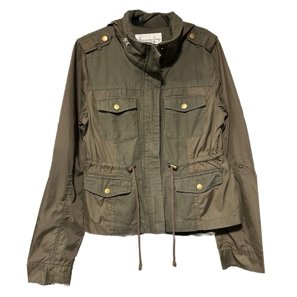 American Rag CIE Women's Green Size S Zip Hooded Utility Jacket - Picture 2 of 6